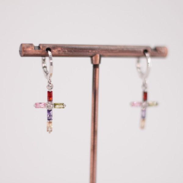 Pendientes Aro Cruz Colores