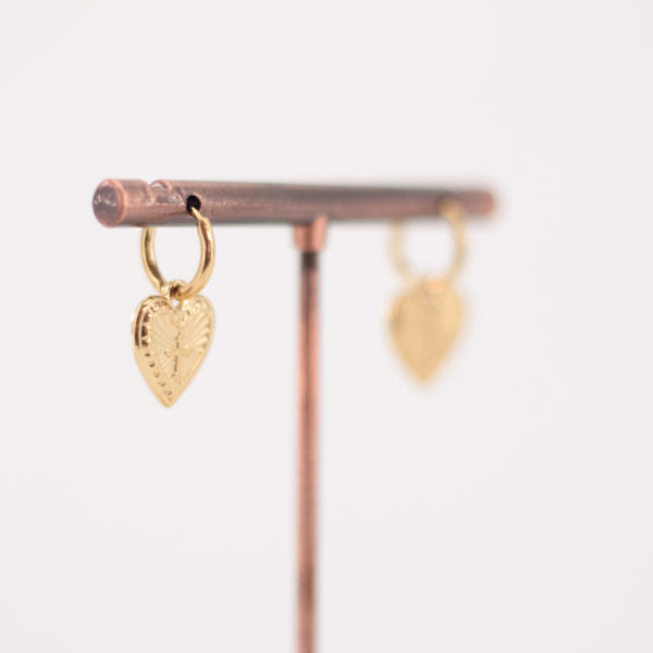 Pendientes Aro Corazón y Cruz