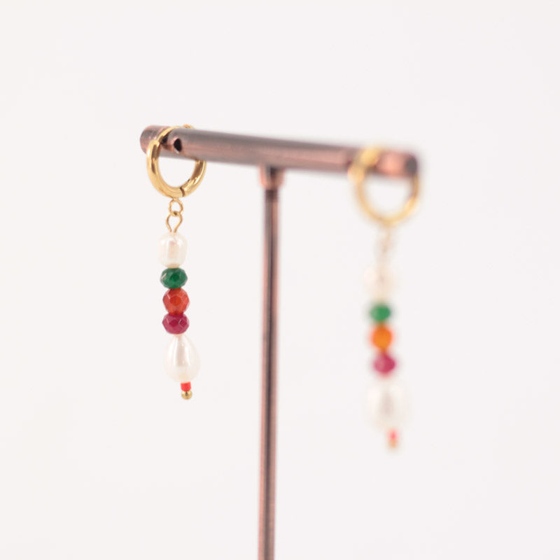 Pendientes Aro Perlas Color