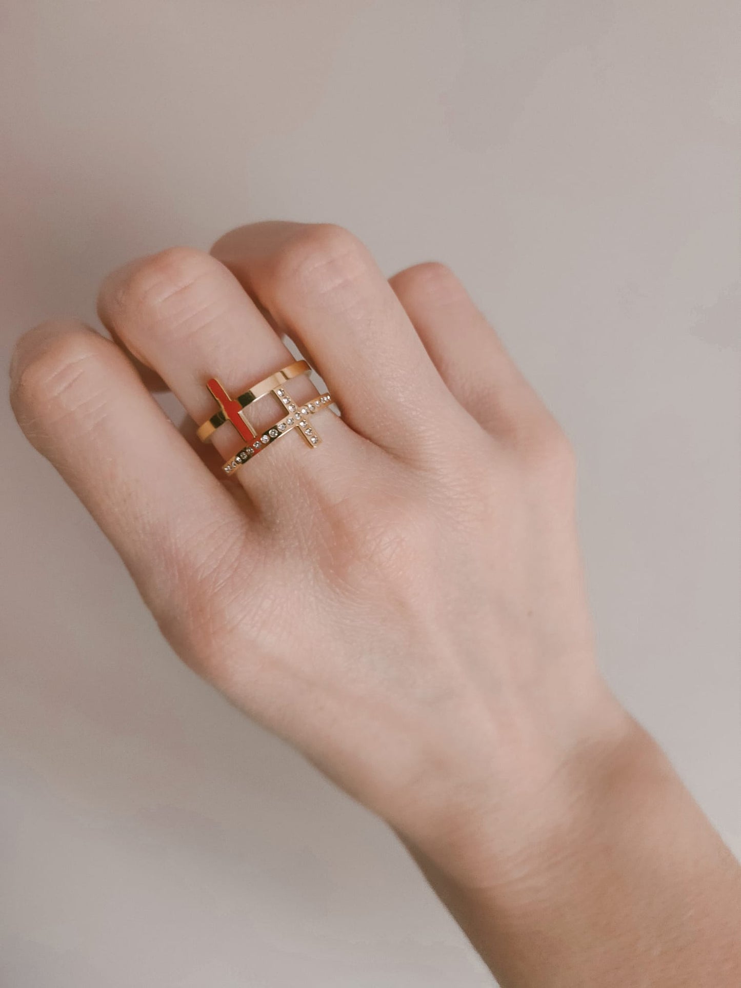 Anillo Doble Cruz Plata