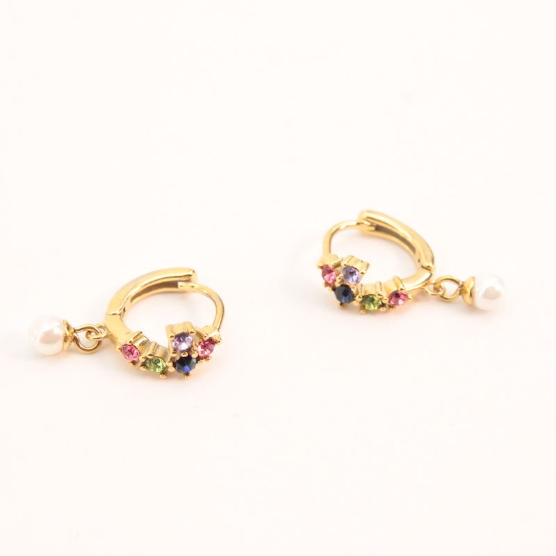 Pendientes Aro Circonitas y Perla