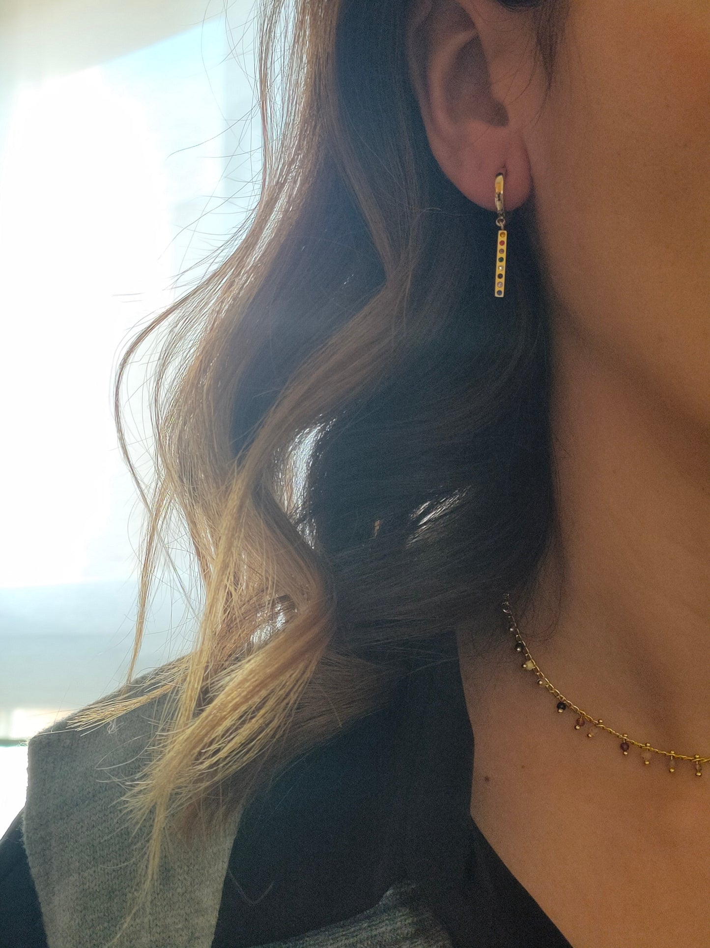 Pendientes Palito Colores Dorado