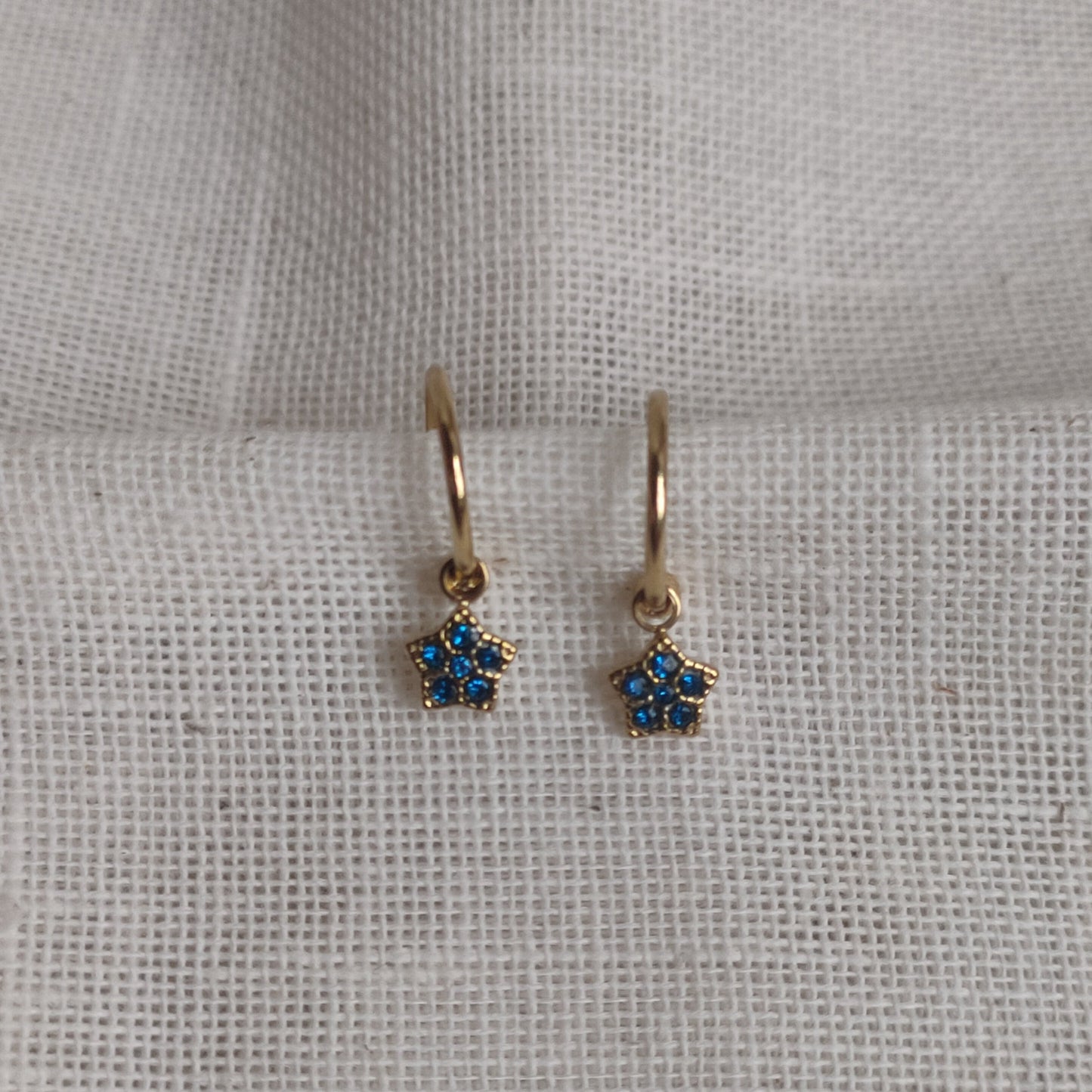 Pendientes Aro Estrella Azul
