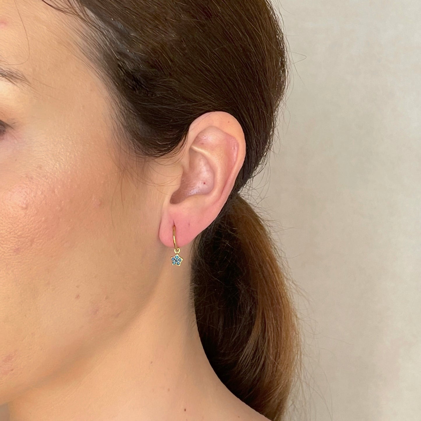 Pendientes Aro Estrella Azul