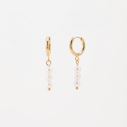 Pendientes Aro Triple Perla