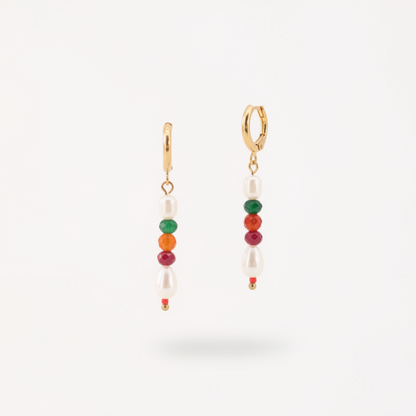 Pendientes Aro Perlas Color