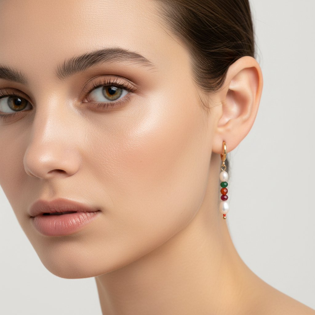 Pendientes Aro Perlas Color