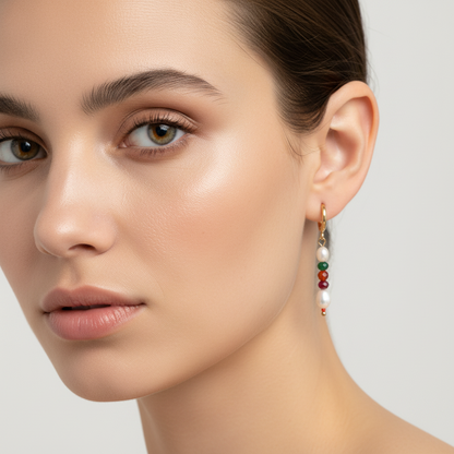 Pendientes Aro Perlas Color