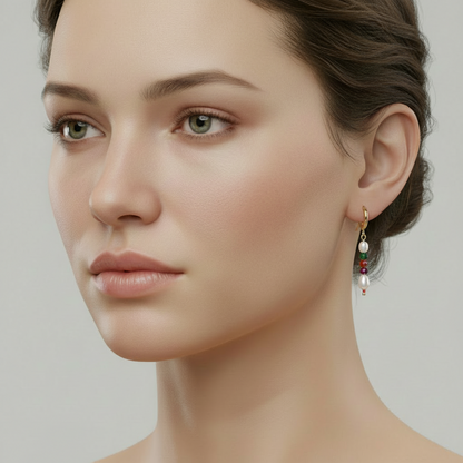 Pendientes Aro Perlas Color